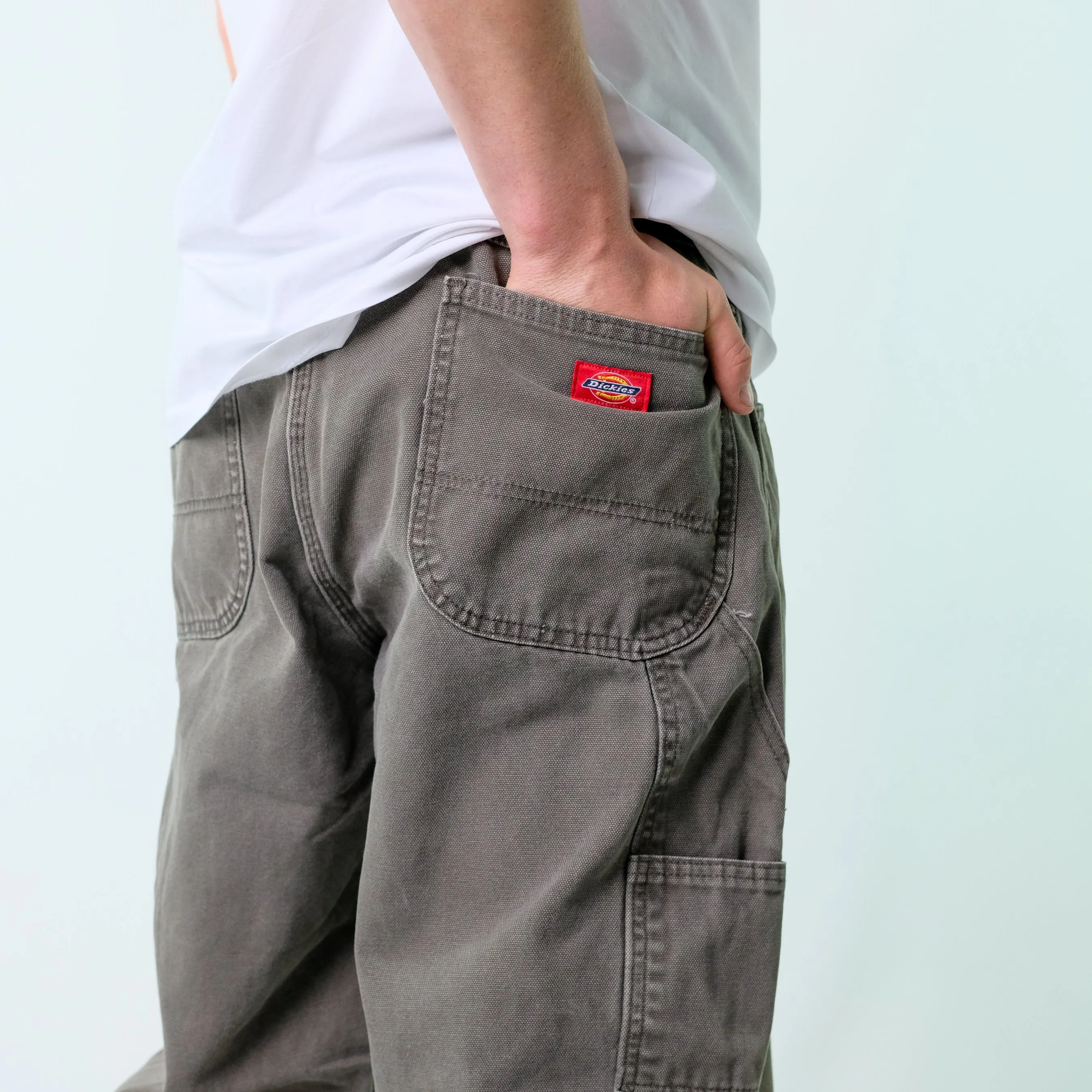 Khaki Green y2ks Dickies Canvas Carpenter Jeans Baggy Pants (38x30)