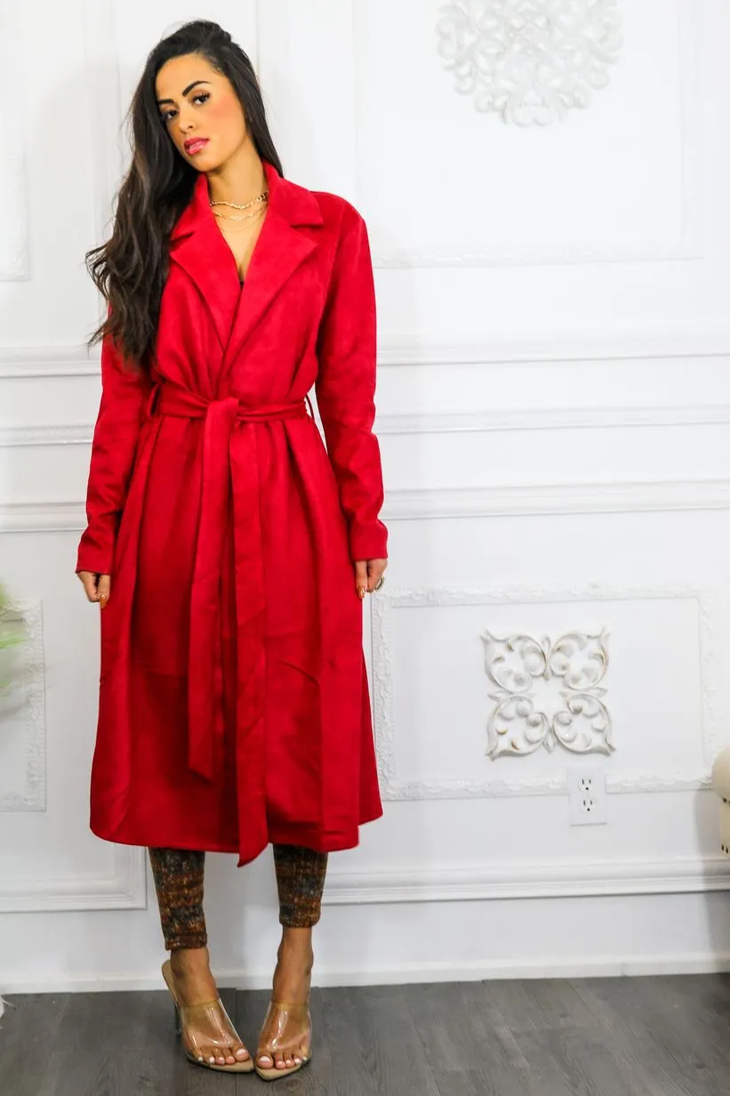 Kimberly Faux Suede Long Coat