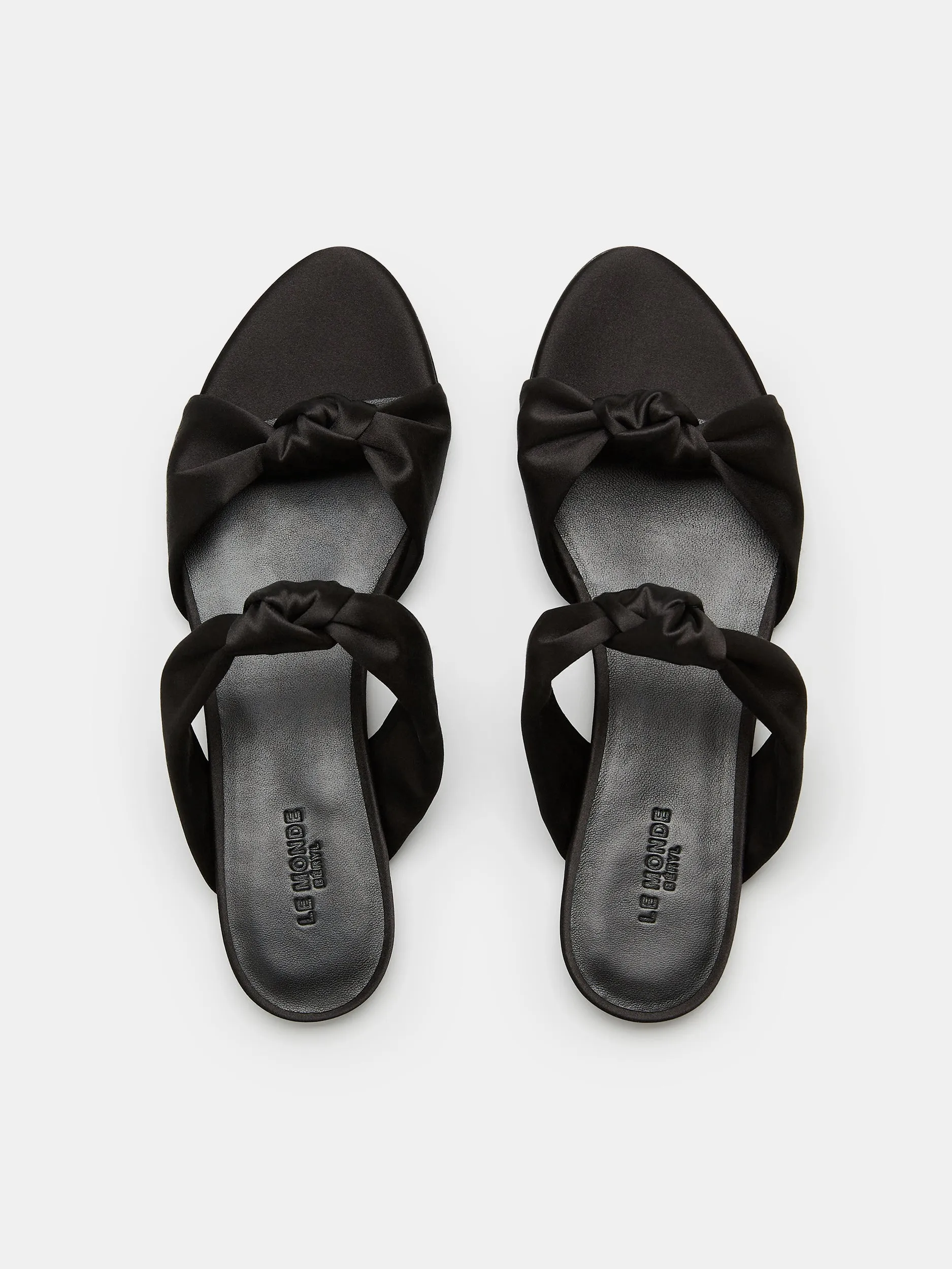 Knot Sandal Flat / Black Satin