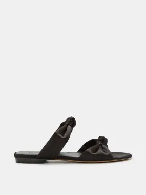 Knot Sandal Flat / Black Satin