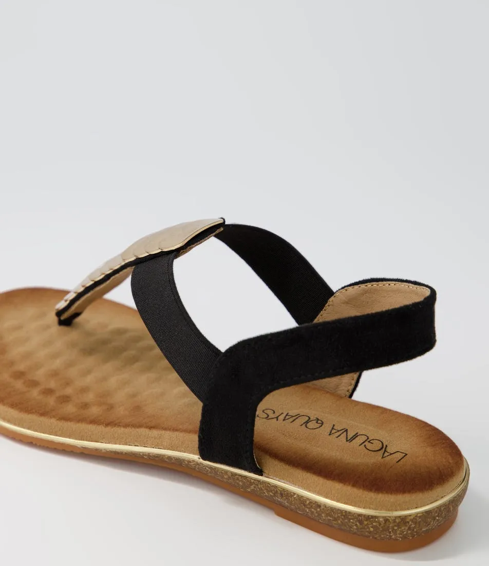 LAGUNA QUAYS Splendid Black Microsuede Sandals