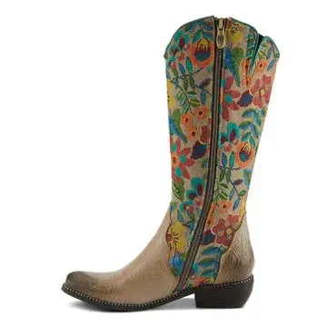 L'ARTISTE RODEOQUEEN BOOTS - TAUPE MULTI LEATHER COMBO