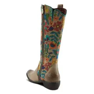 L'ARTISTE RODEOQUEEN BOOTS - TAUPE MULTI LEATHER COMBO