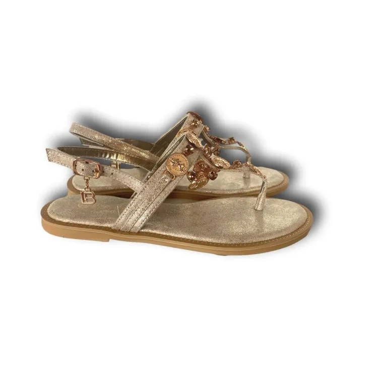 Laura Biagiotti 7534 Sandali Donna Flat Infradito Gioiello Oro con Inserti