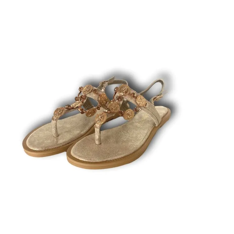 Laura Biagiotti 7534 Sandali Donna Flat Infradito Gioiello Oro con Inserti