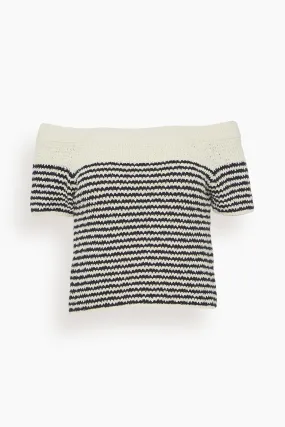 Maritime Blue/Cream Knit Top - Lawrence