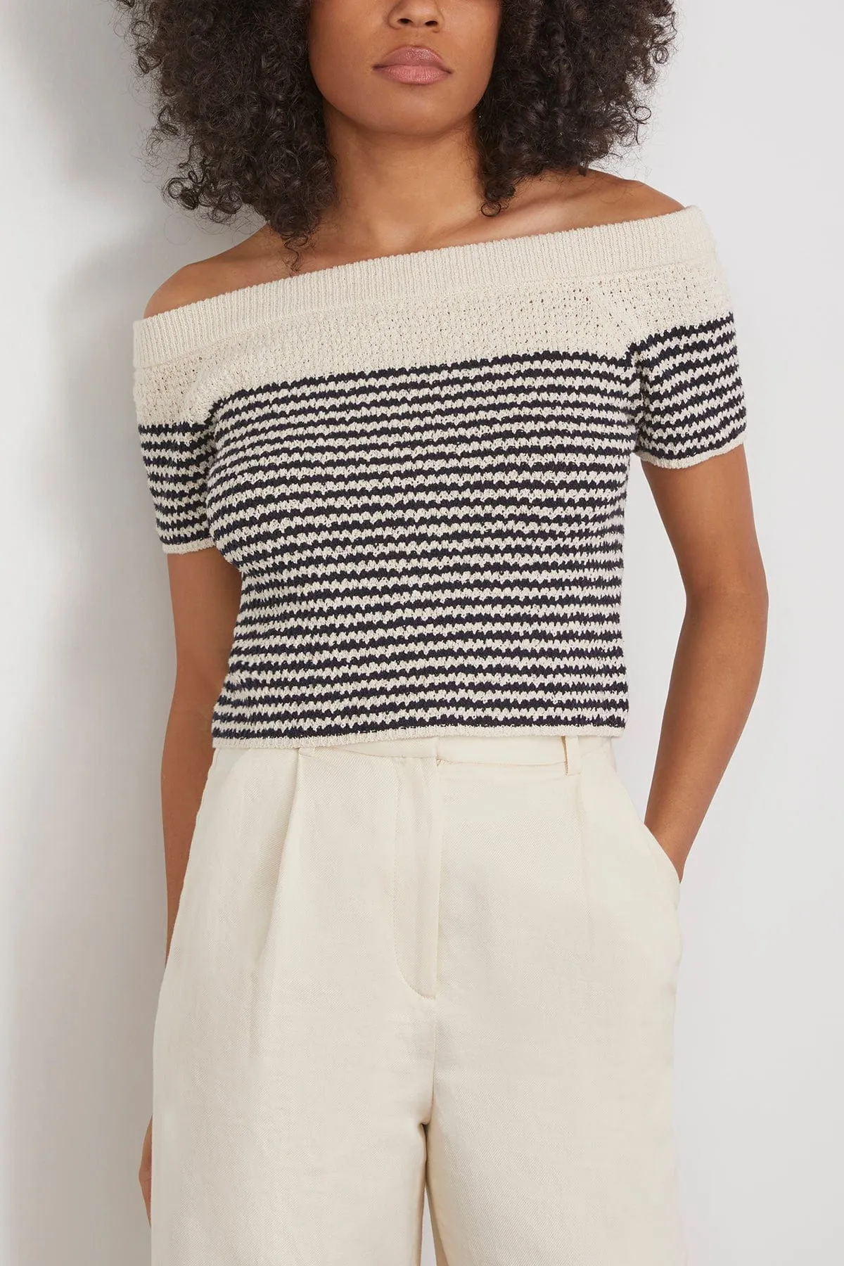 Maritime Blue/Cream Knit Top - Lawrence