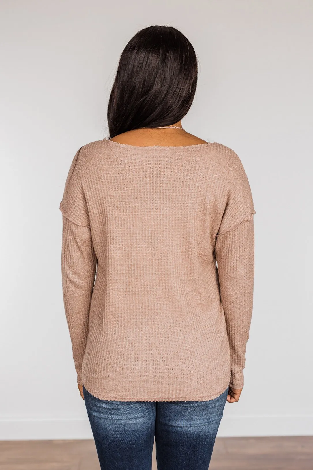 Long Sleeve Knit Top in Taupe