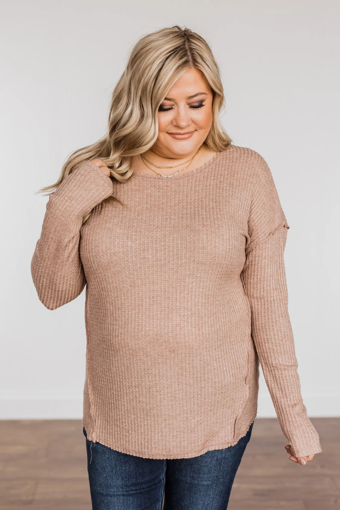 Long Sleeve Knit Top in Taupe