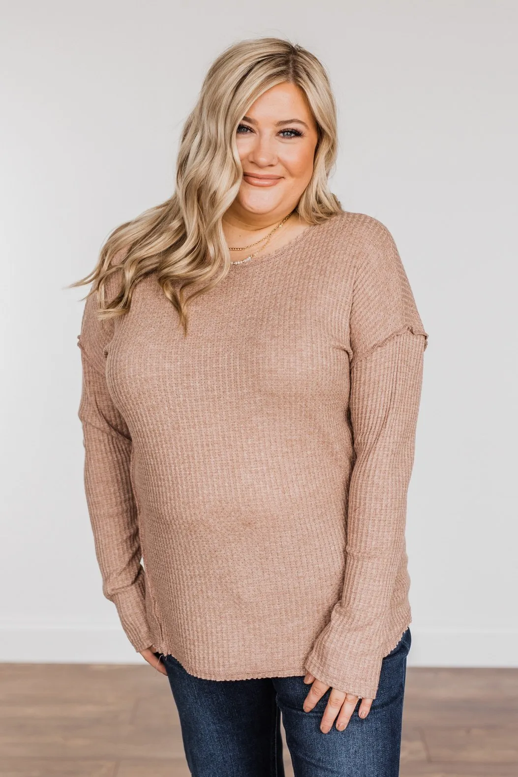 Long Sleeve Knit Top in Taupe