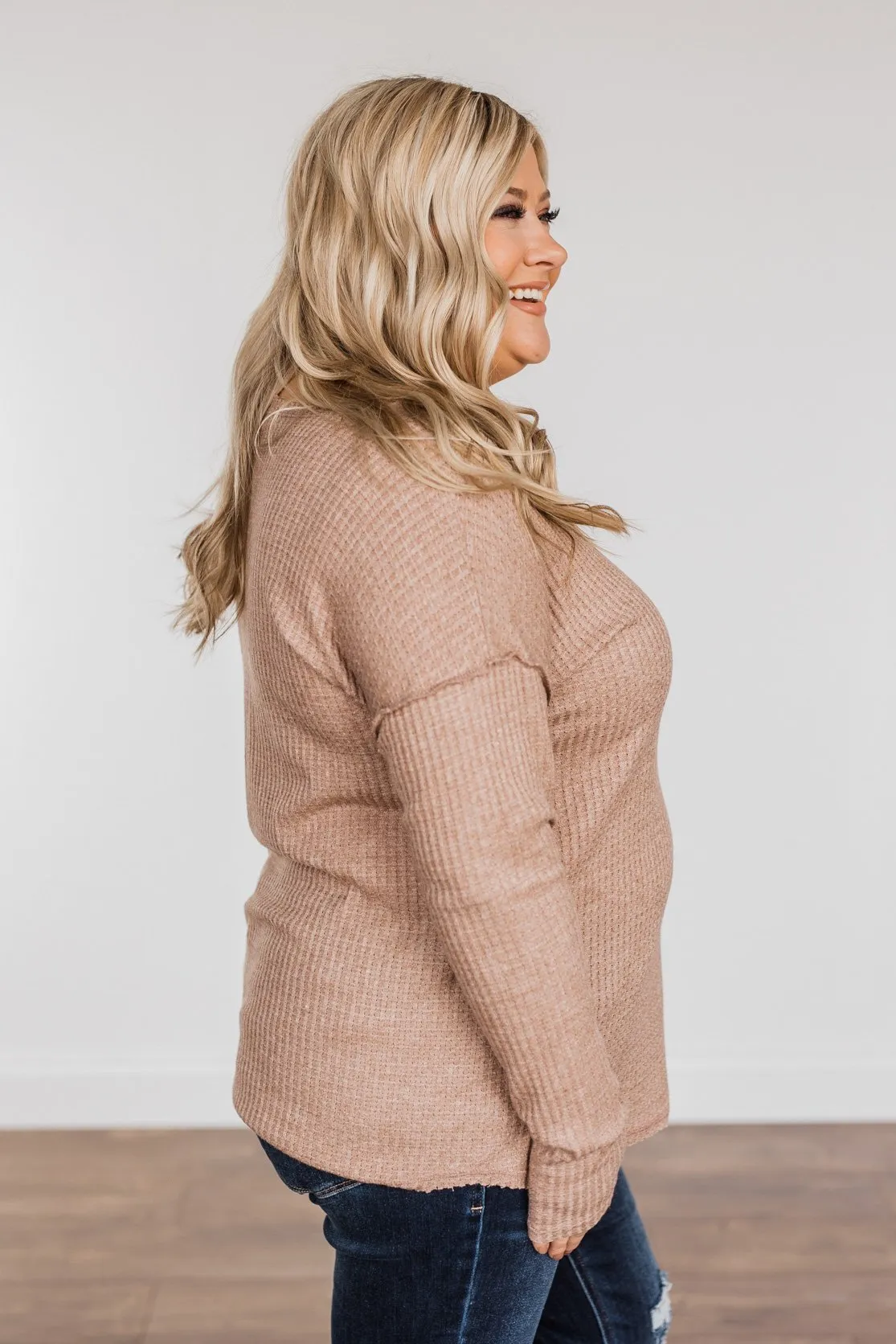 Long Sleeve Knit Top in Taupe