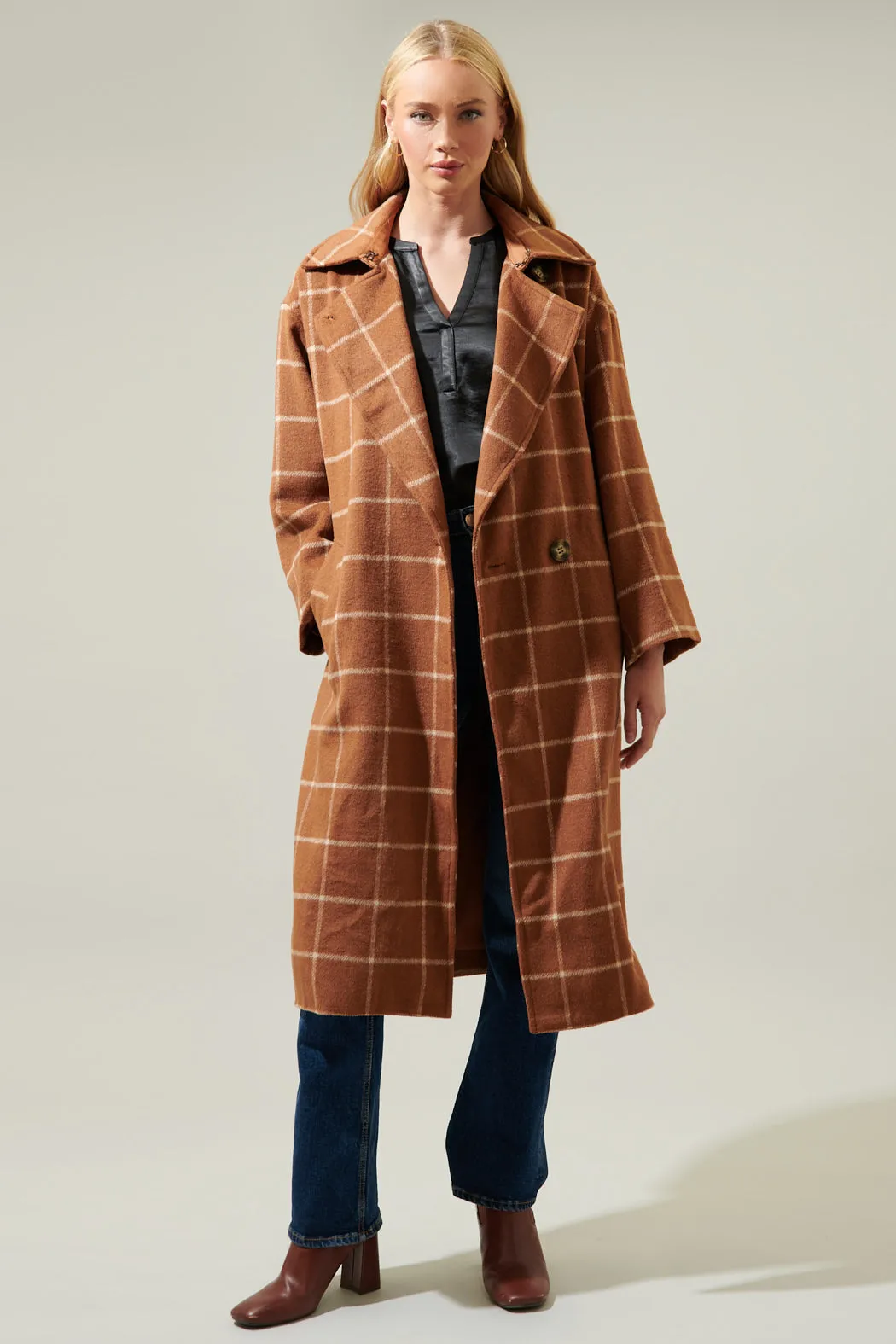 Leawood Plaid Long Coat