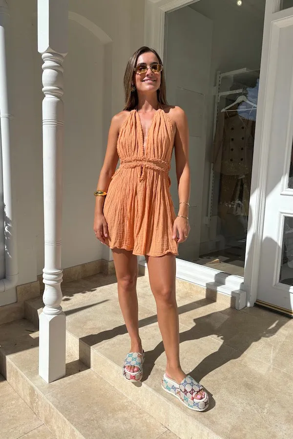 Apricot Lefkothea Mini Dress