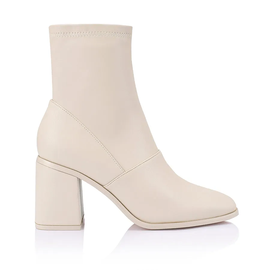 Lila Ankle Sock Boots - Bone / Bone Stretch