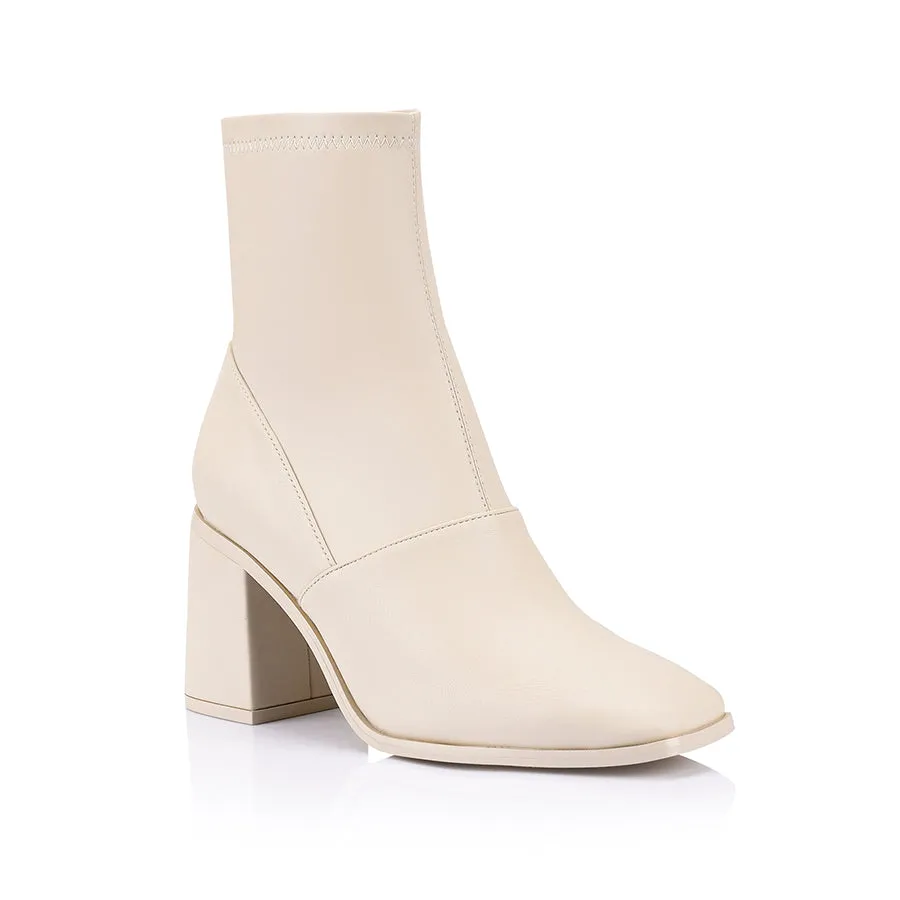 Lila Ankle Sock Boots - Bone / Bone Stretch