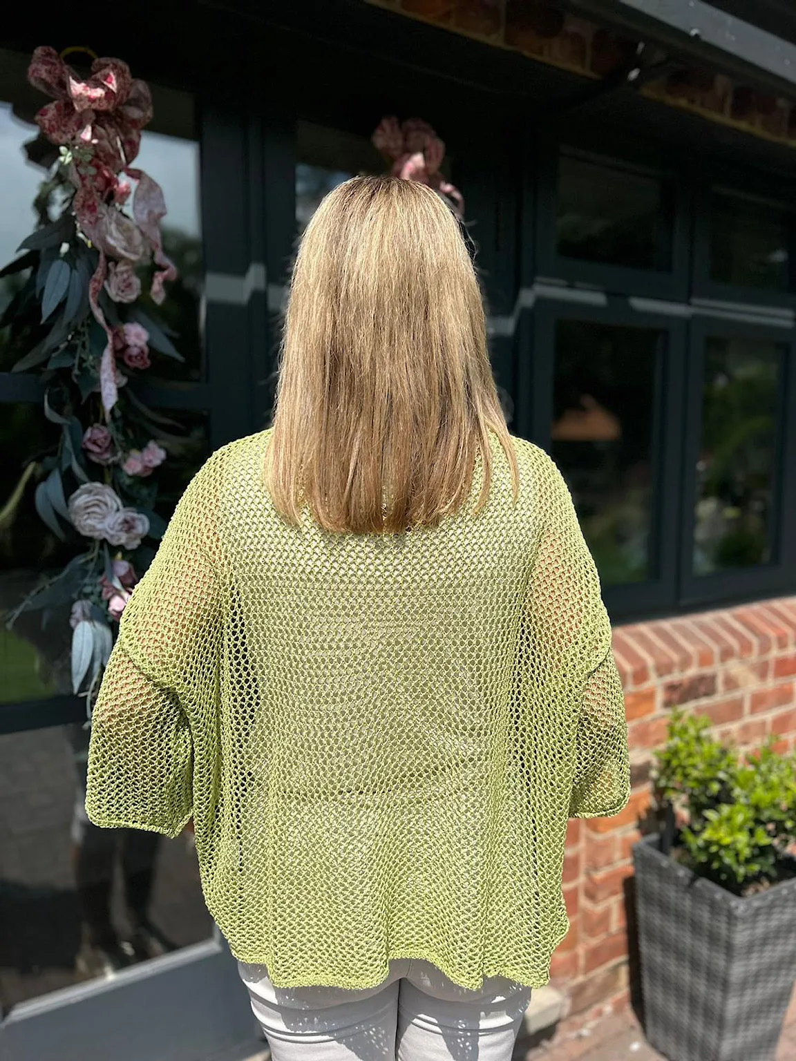 Michaela Lime Loose Weave Knit