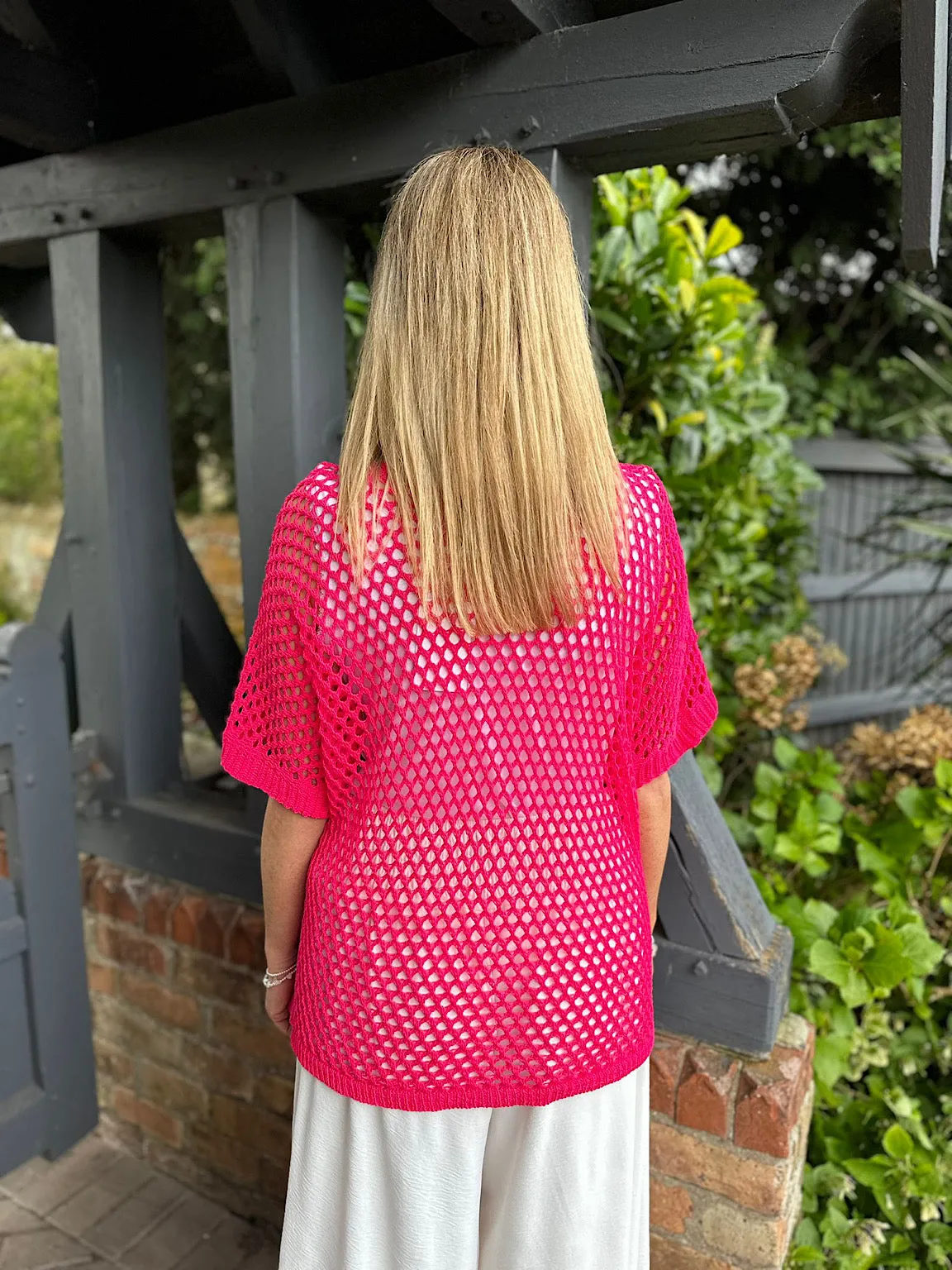 Pink V Neck Loose Knit Alex