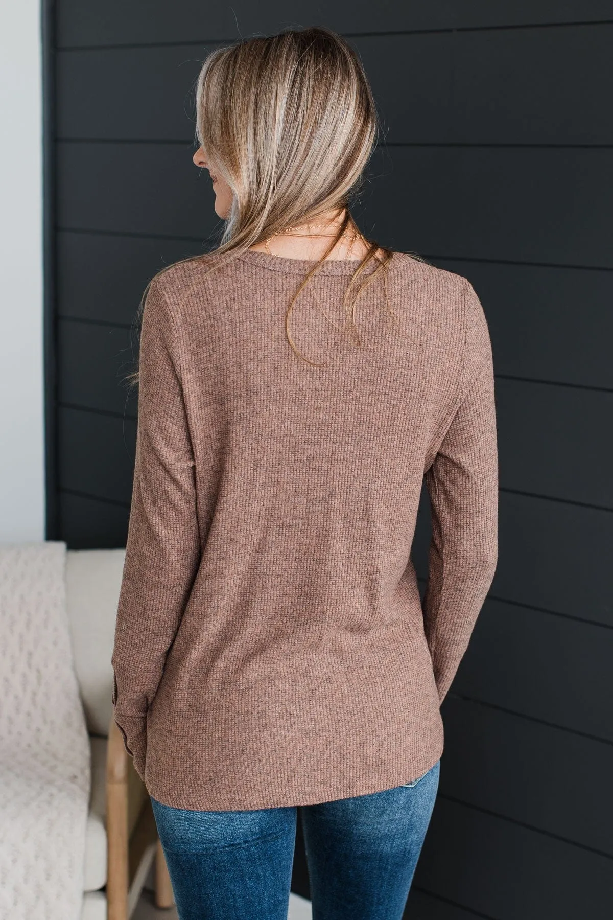 Mocha Ribbed Knit Top