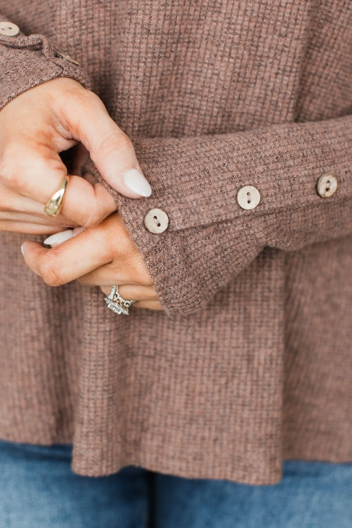 Mocha Ribbed Knit Top