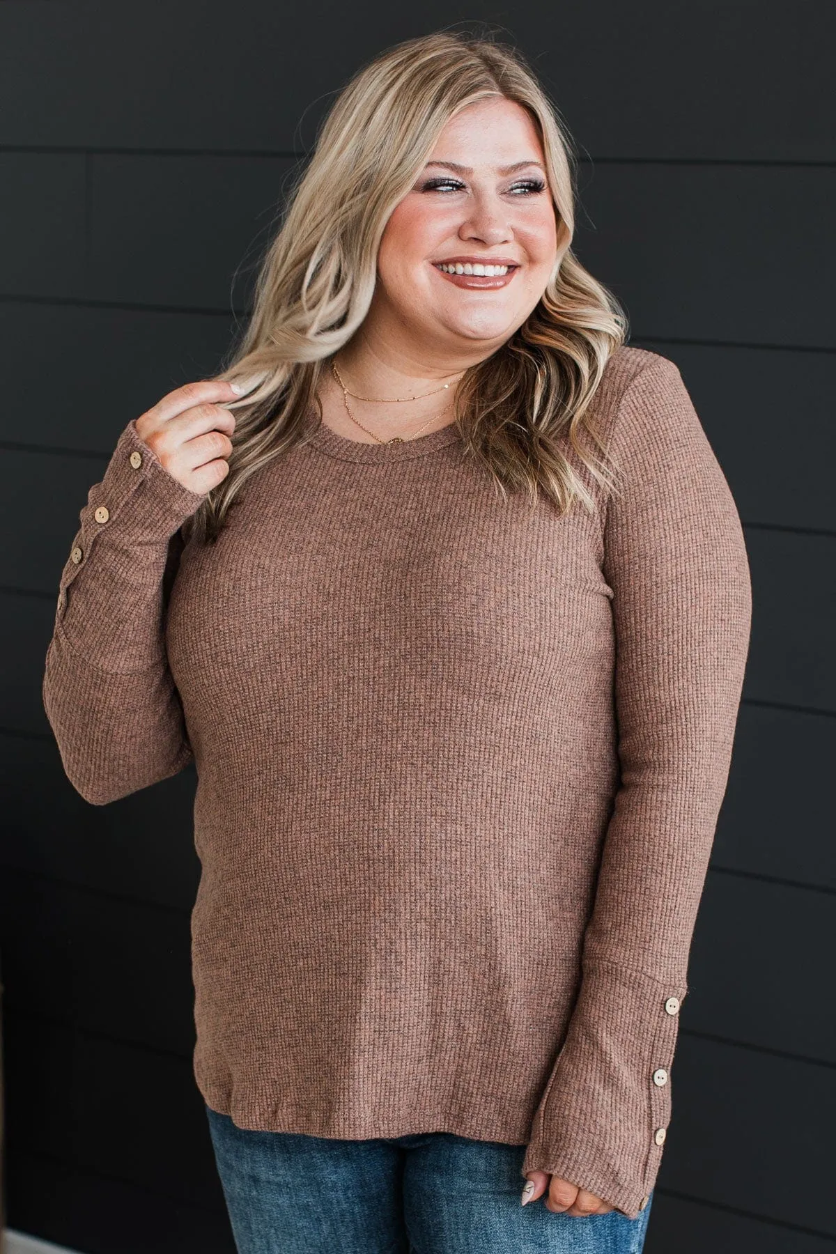 Mocha Ribbed Knit Top