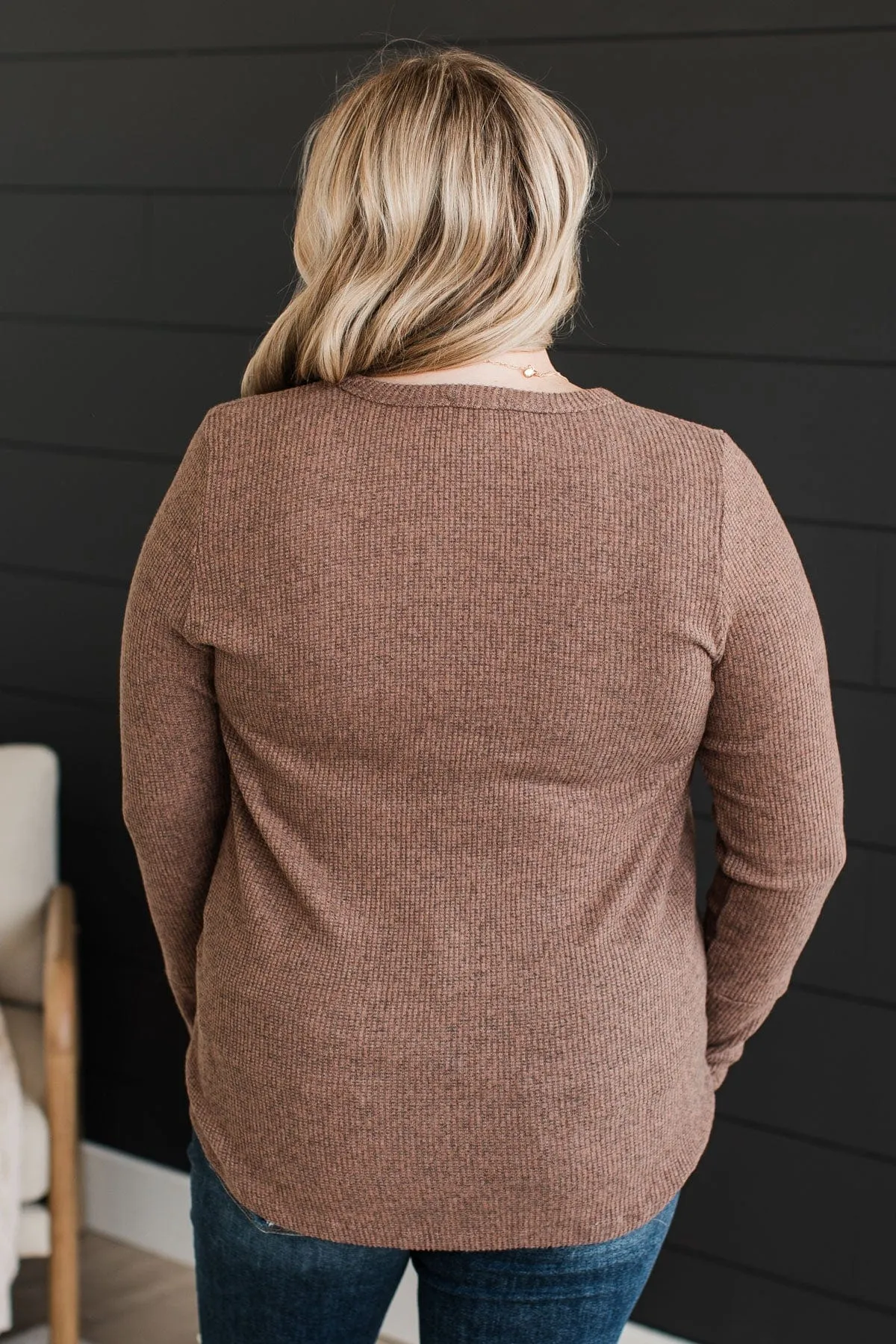 Mocha Ribbed Knit Top