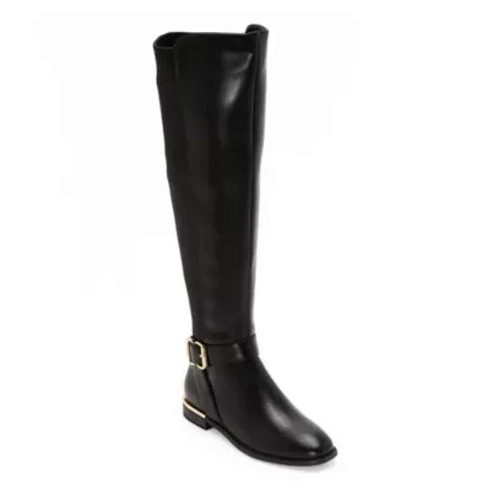 Liz Claiborne Womens Jepson Stacked Heel Over the Knee Boots