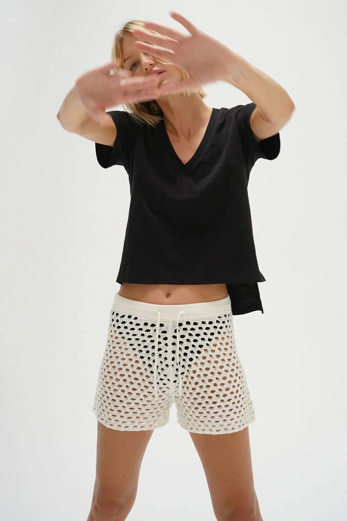 Ivory Open Knit Short