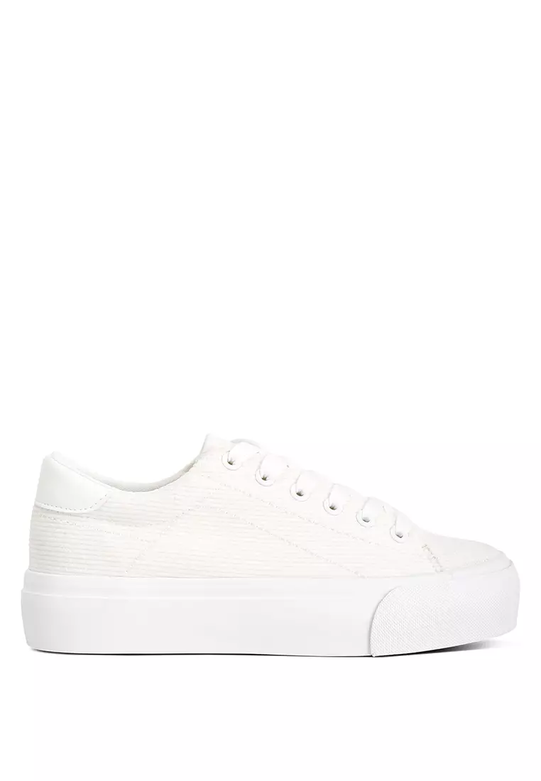 London Rag White Flatform Canvas Sneakers