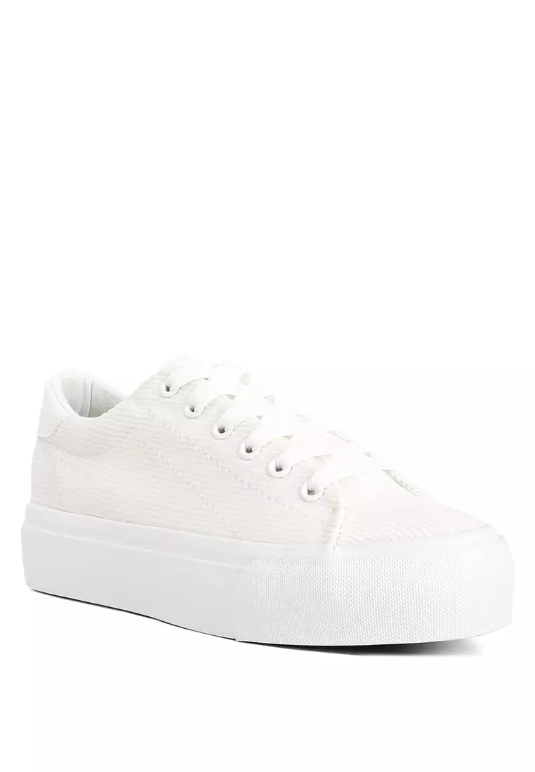 London Rag White Flatform Canvas Sneakers