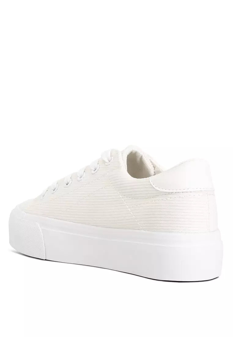 London Rag White Flatform Canvas Sneakers