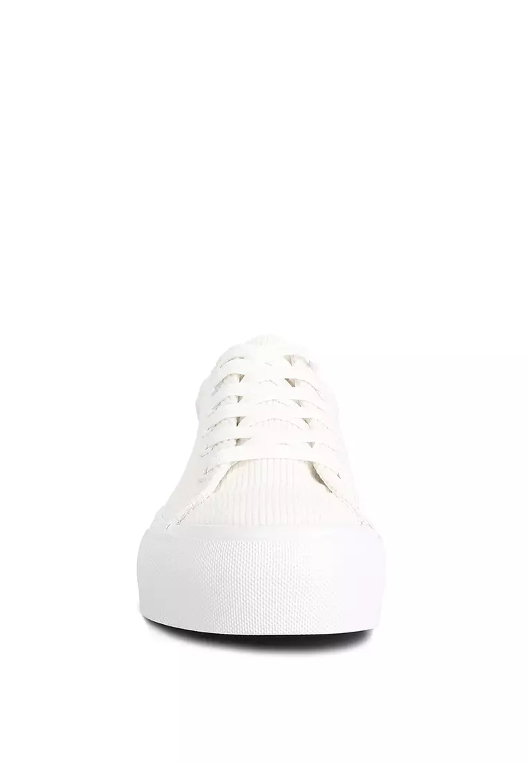 London Rag White Flatform Canvas Sneakers