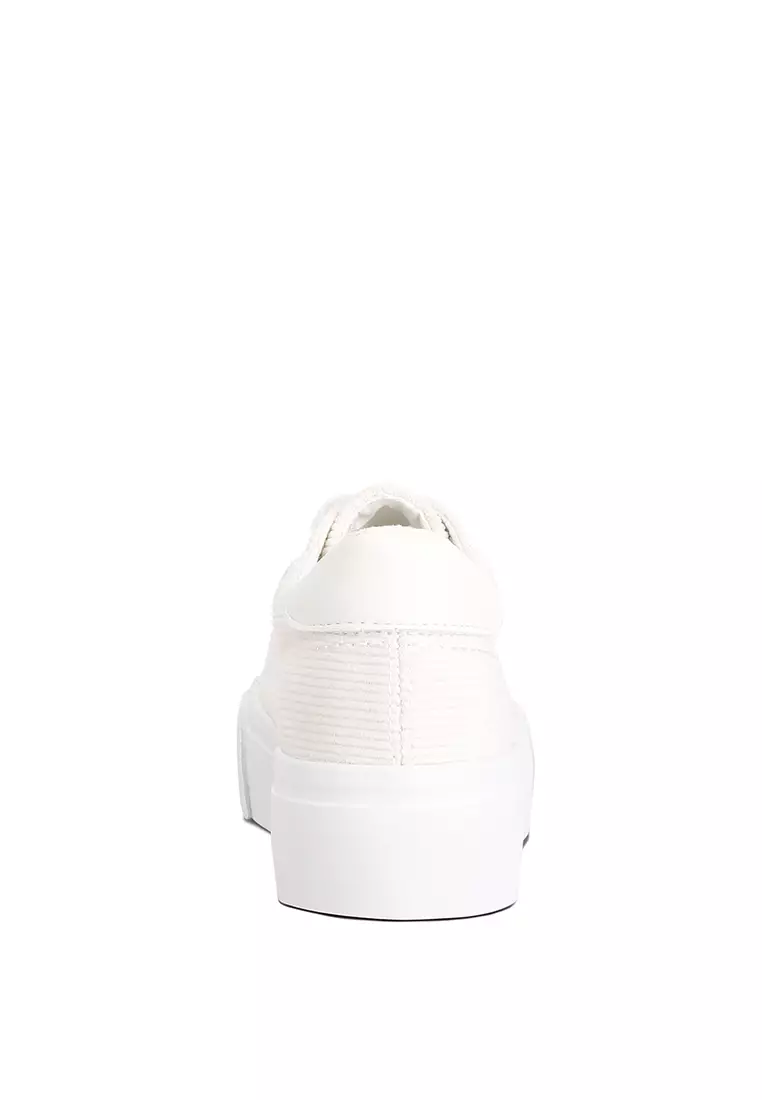 London Rag White Flatform Canvas Sneakers