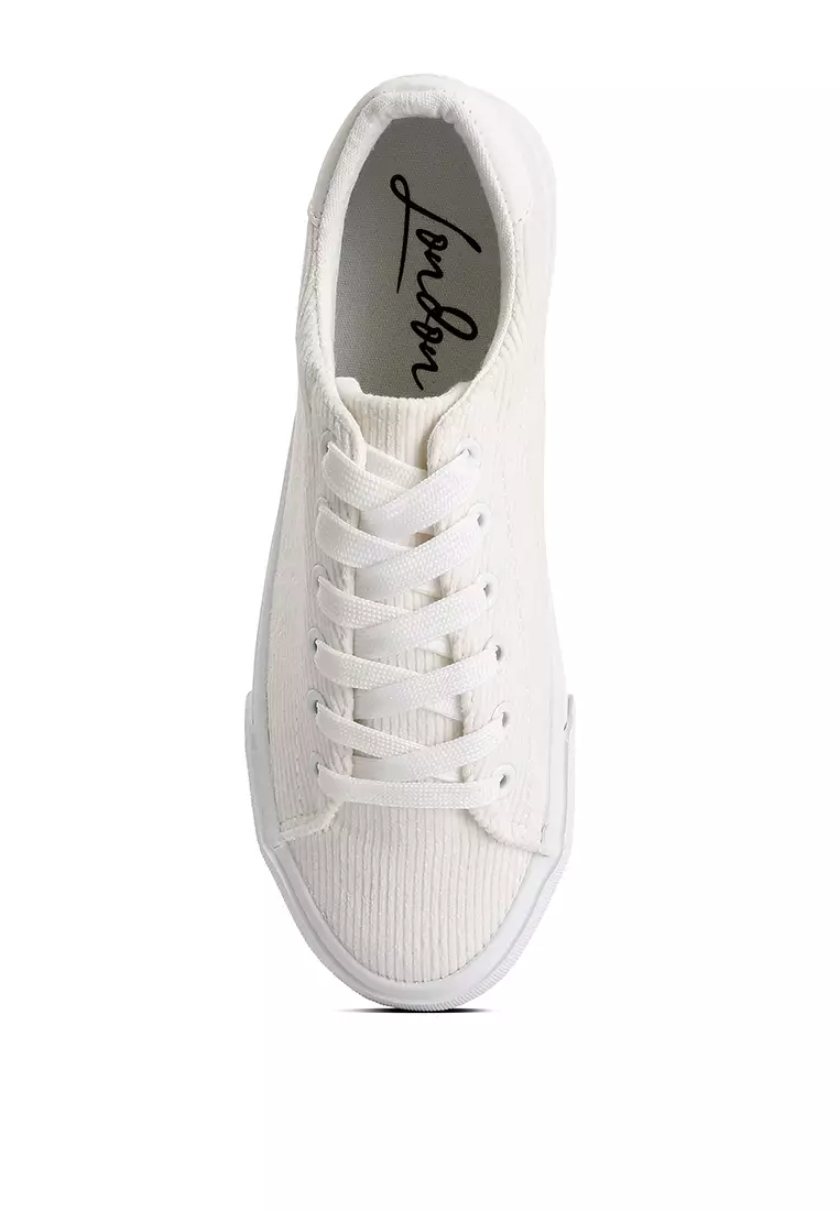 London Rag White Flatform Canvas Sneakers