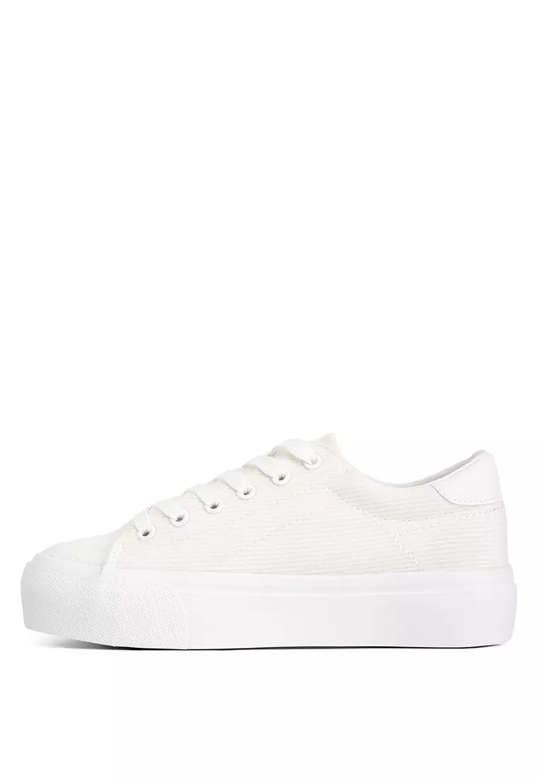 London Rag White Flatform Canvas Sneakers