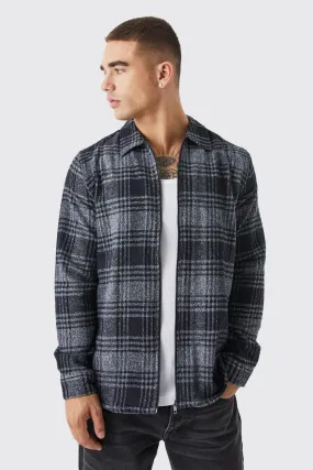 Longsleeve Flannel Zip Shirt Jacket