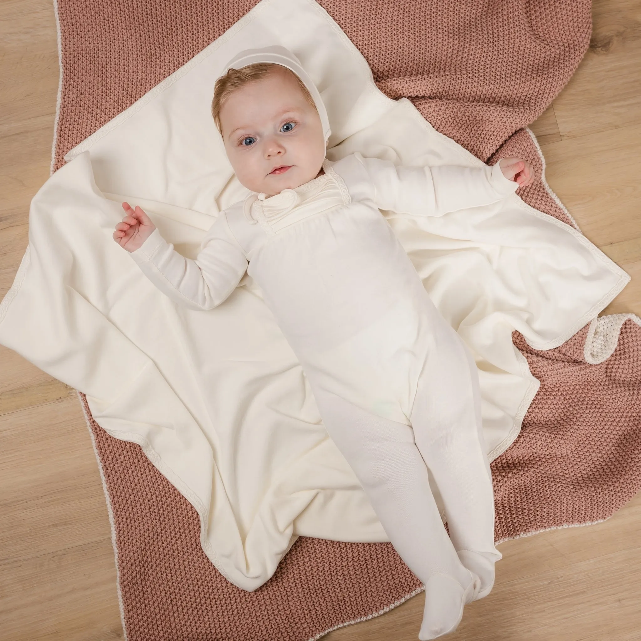 Mabel Bebe White Pleated Layette Set