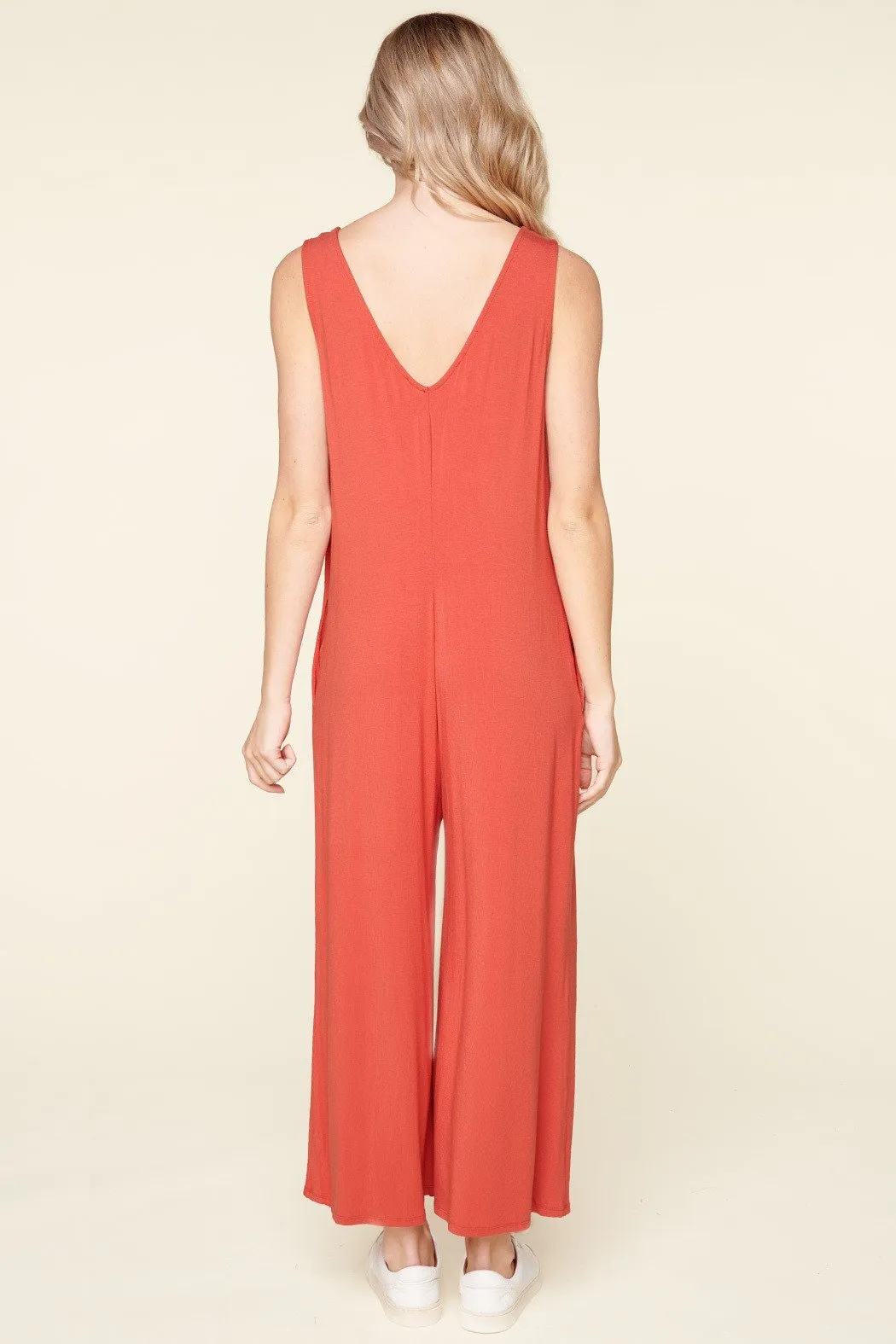 Mackenna Sleeveless Wide Leg Jersey Knit Jumpsuit