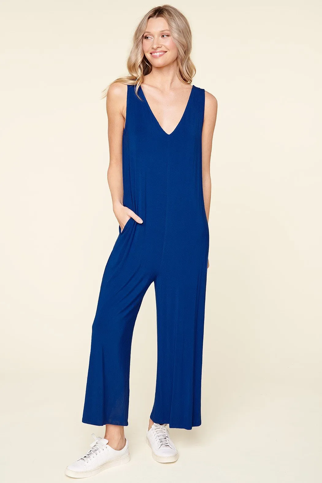 Mackenna Sleeveless Wide Leg Jersey Knit Jumpsuit