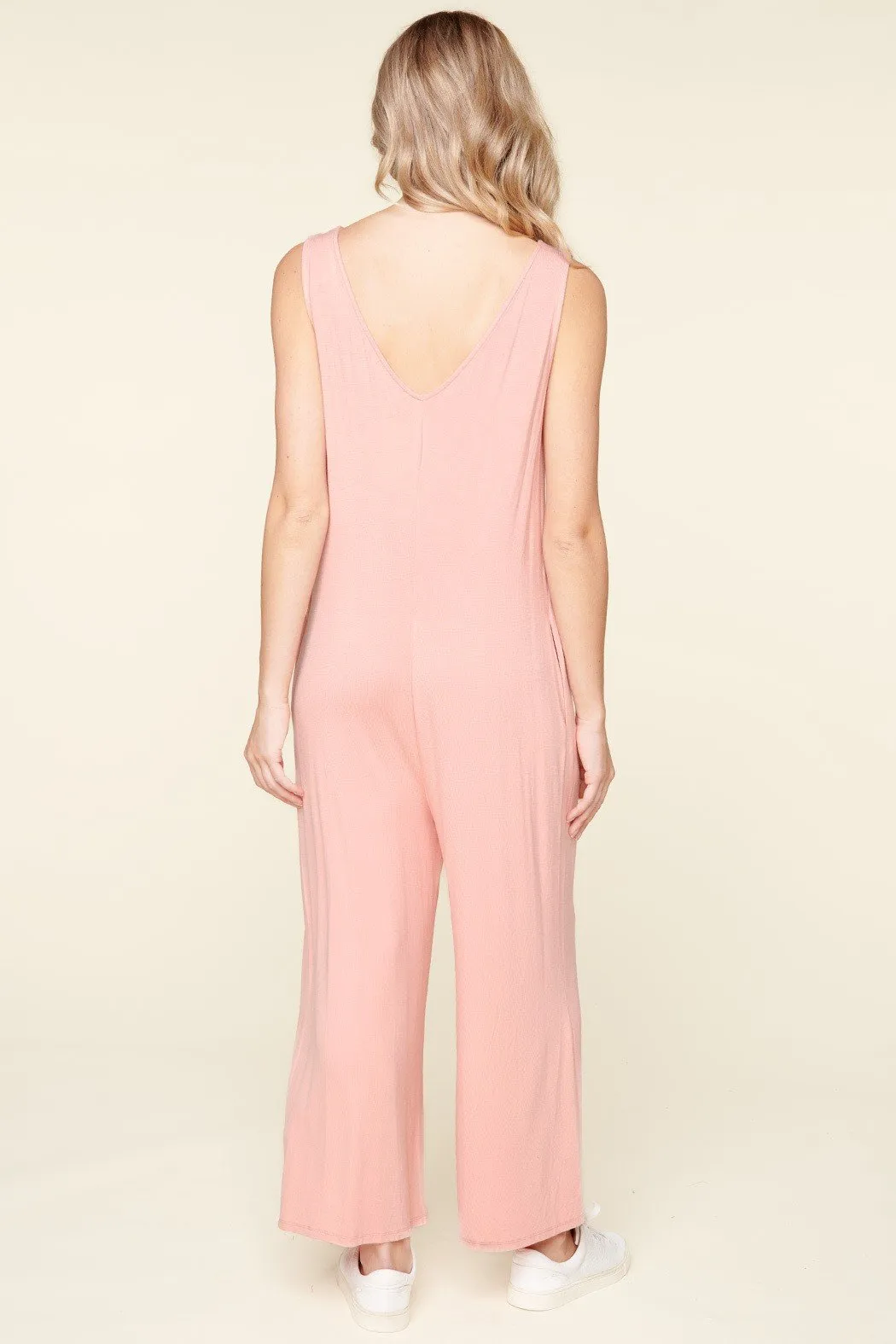 Mackenna Sleeveless Wide Leg Jersey Knit Jumpsuit