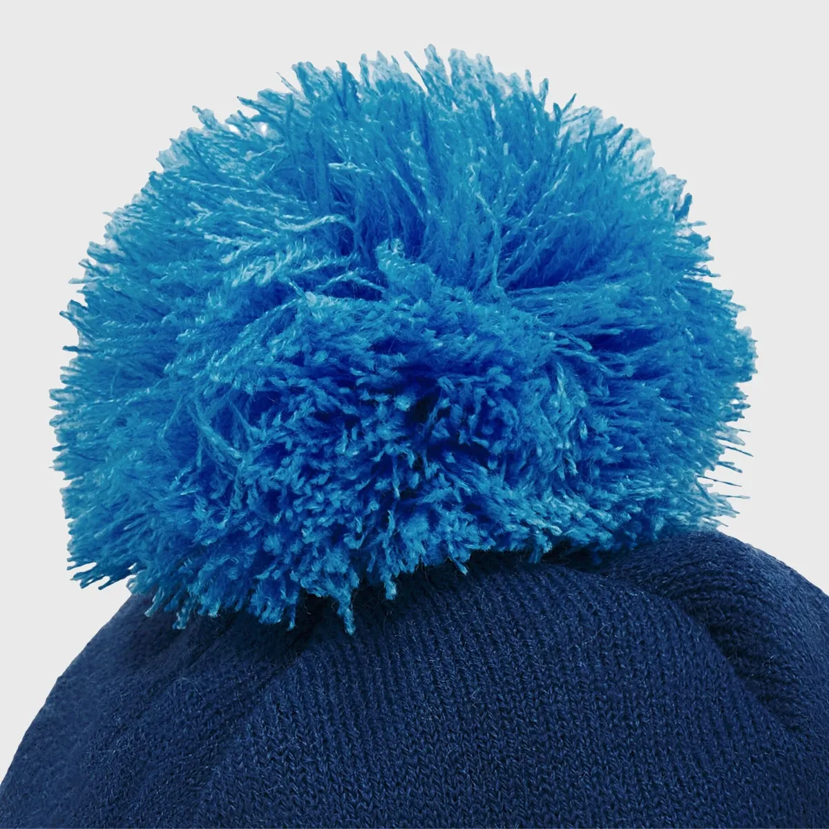 Macron Scotland Rugby Text Bobble Beanie Hat Navy/Sky