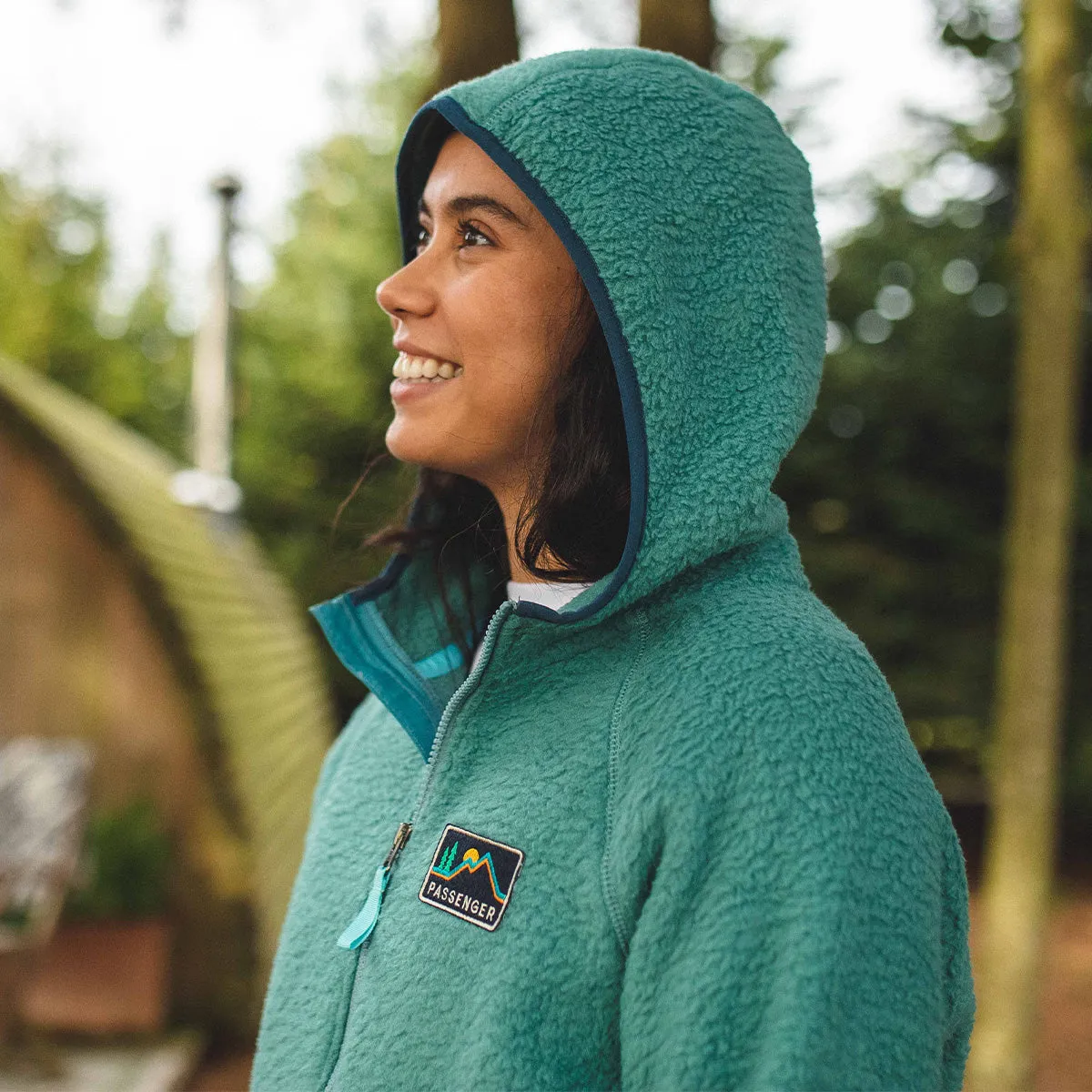 Maine Hooded Recycled Sherpa Fleece Ocean Green