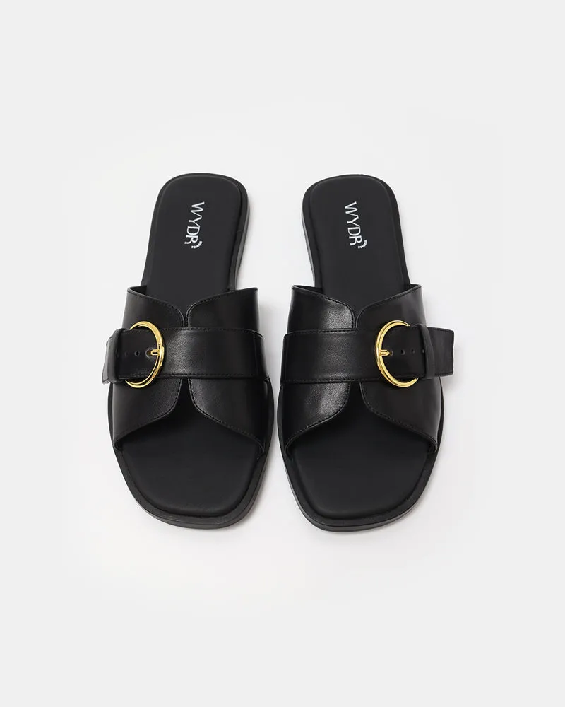 Marbella Buckle Flat Slides