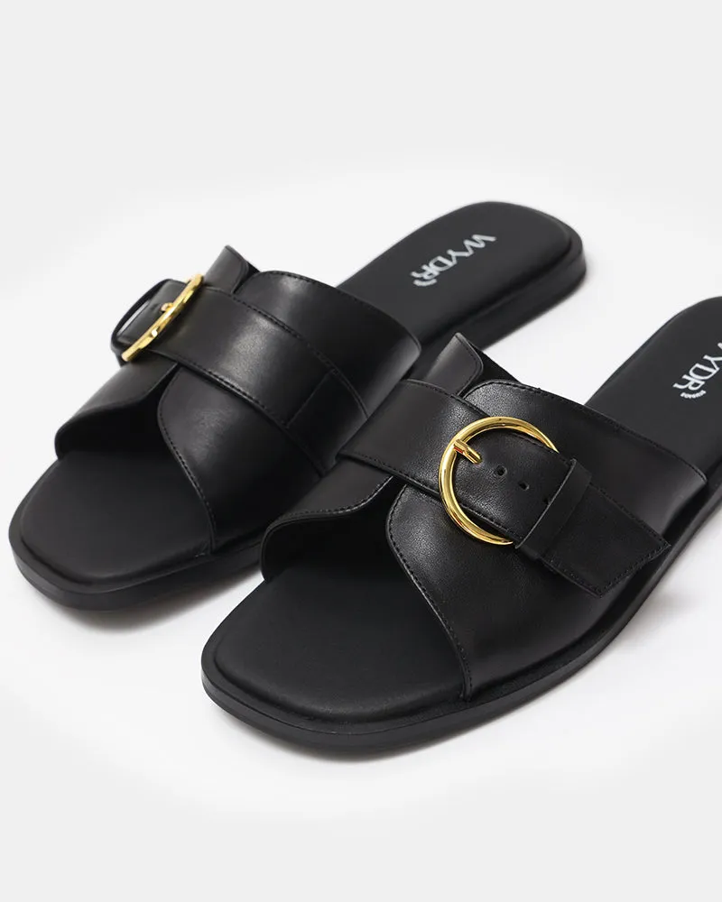 Marbella Buckle Flat Slides