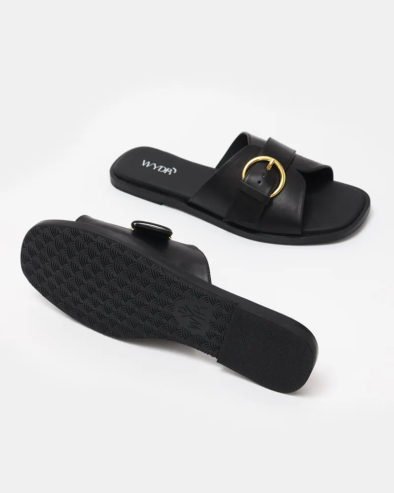 Marbella Buckle Flat Slides