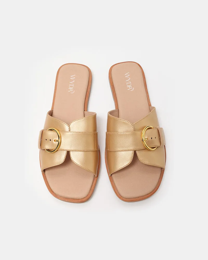 Marbella Buckle Flat Slides