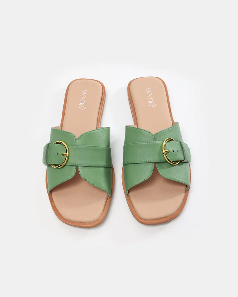 Marbella Buckle Flat Slides