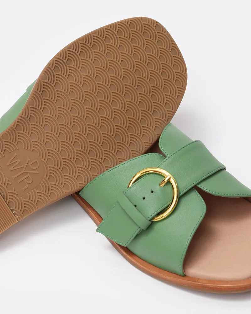 Marbella Buckle Flat Slides