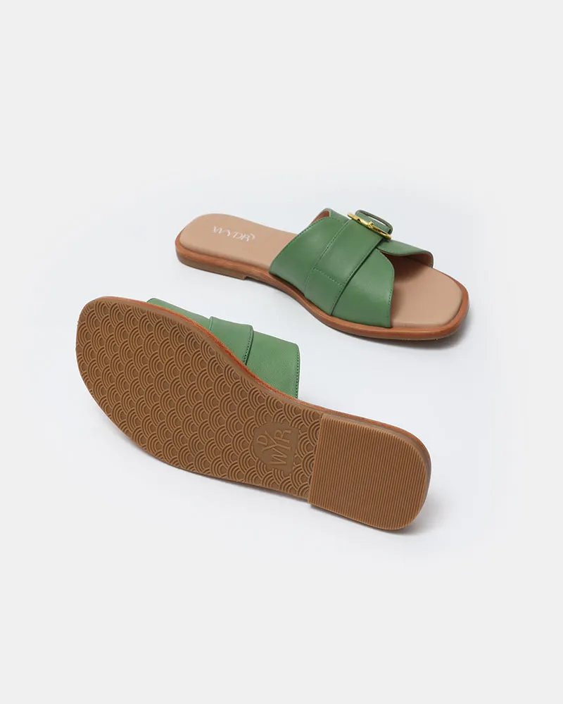 Marbella Buckle Flat Slides