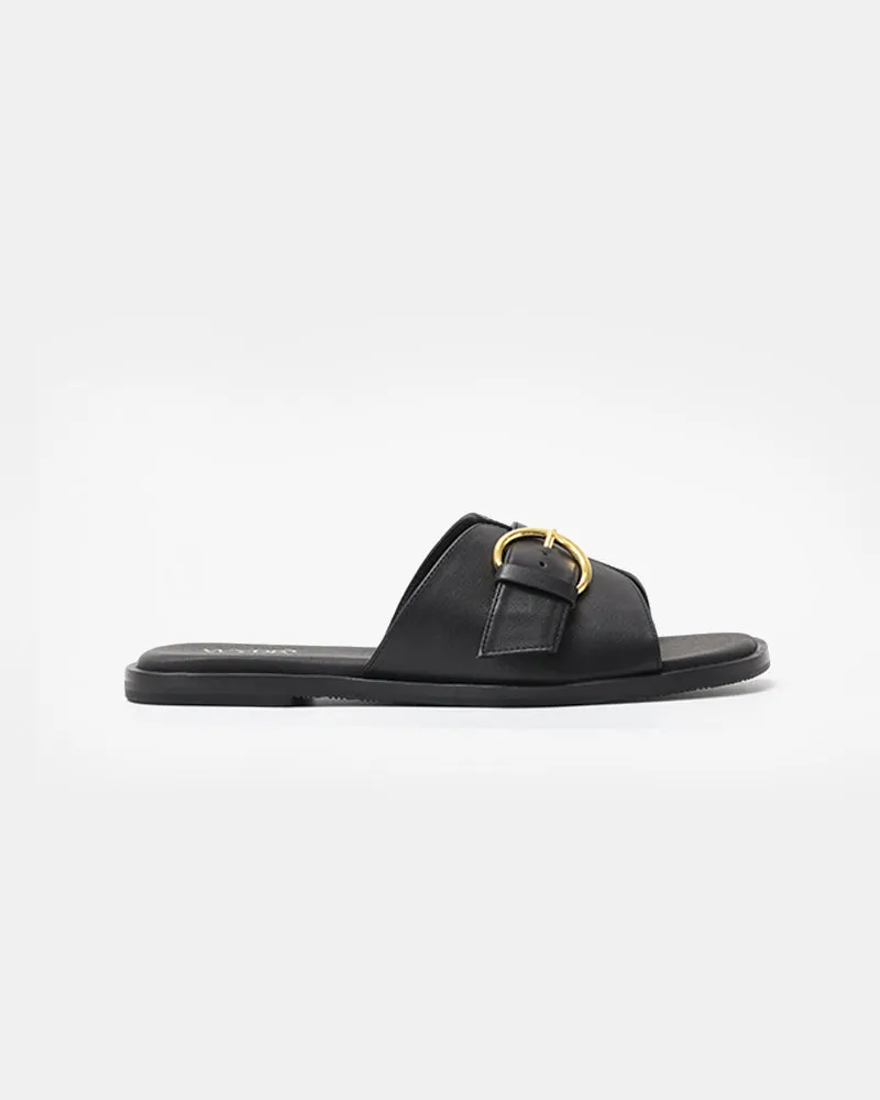 Marbella Buckle Flat Slides