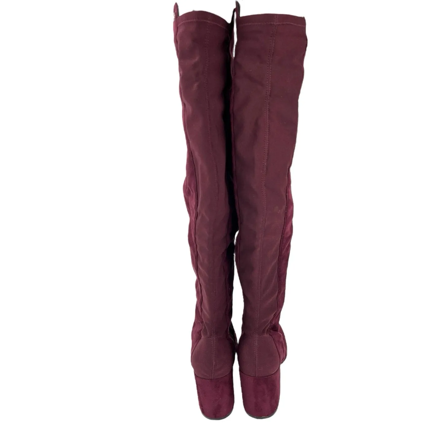 Marc Fisher Womens Burgundy Maroon Round Toe Western Knee High Tall Boots 7.5